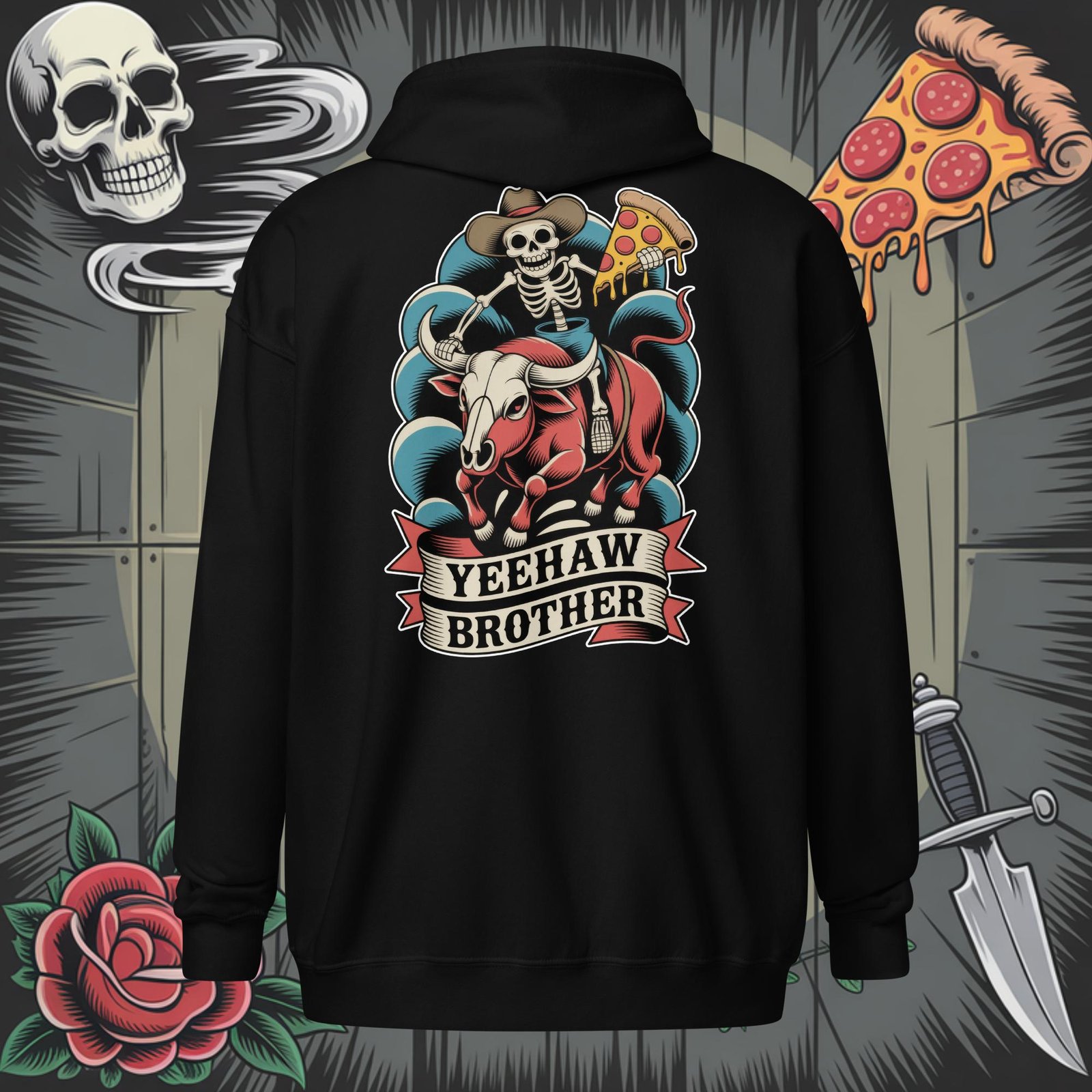 Yeehaw Zip Hoodie | Skeleton Pizza Supply Co.